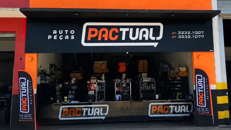 Fachada da Pactual Auto Peças na Av. Prof. Mello Cançado, em Pará de Minas.